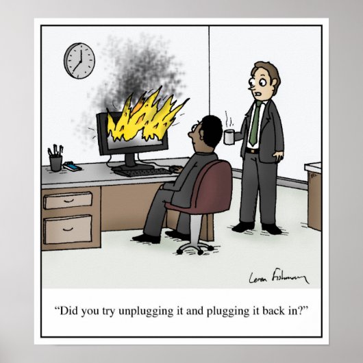 Unplug and Plug it Back in Cartoon Poster (Vorne)