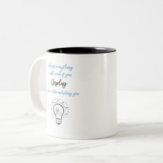 UNPLUG ZWEIFARBIGE TASSE (Vorderseite Links)