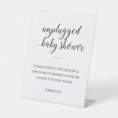 Unplugged Baby Shower kein Beitrag zu Social Media Sockelschild (Vorderseite)