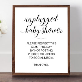Unplugged Baby Shower No Social Media Sign Poster