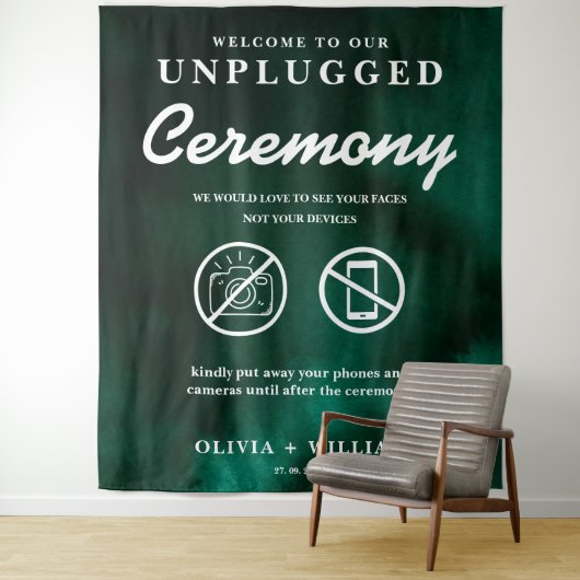 Unplugged Ceremony Emerald Green Backdrop Wandteppich (Beispiel)