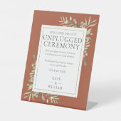 Unplugged Ceremony Greenery Terracotta Wedding Sockelschild (Vorderseite)