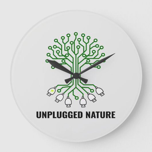 Unplugged Nature Circuit Tree USB Große Wanduhr (Vorderseite)