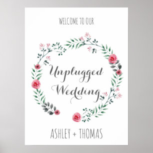 UNPLUGGED Wedding Begrüßung Blumenkalligrafie-Zeic Poster