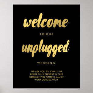 UNPLUGGED Wedding Begrüßung Gold trendige Glaszeic Poster