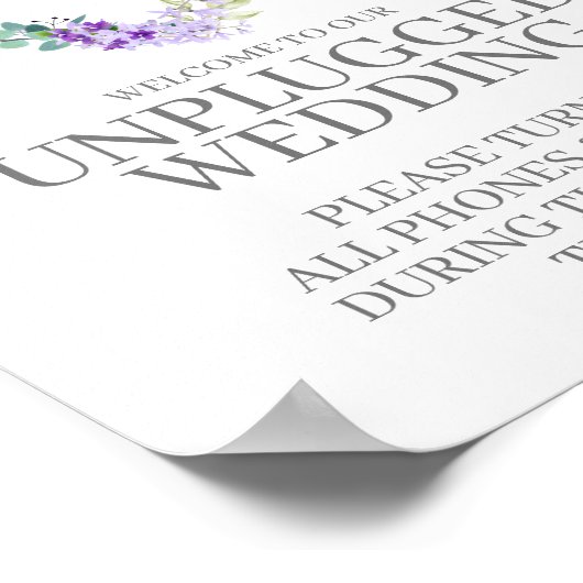 Unplugged Wedding Botanical Heart in Lila Shades Poster (Ecke)