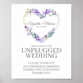 Unplugged Wedding Botanical Heart in Lila Shades Poster