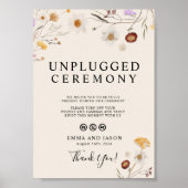 Unplugged Wedding Ceremony Sign Boho Wildblume Poster (Vorne)