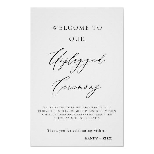 Unplugged Wedding Ceremony Sign | Please Turn Off  Poster (Vorderseite)