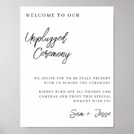 Unplugged Wedding Ceremony Sign Poster