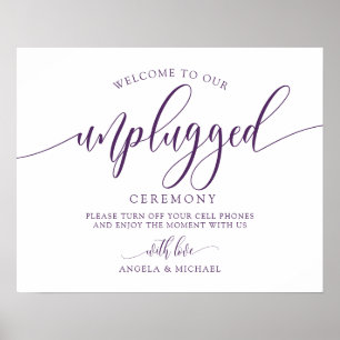 Unplugged Wedding Ceremony Typografy - Plum Lila Poster