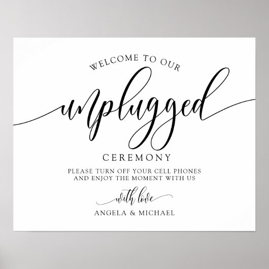 Unplugged Wedding Zeremonie - Kalligrafie Black Poster (Vorne)