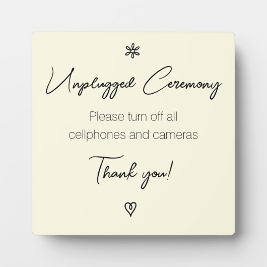 Unplugged Wedding Zeremony Extravagant Calligraphy Fotoplatte (Vorderseite)