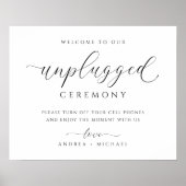 Unplugged Wedding Zeremony Sign Elegant Simple Poster (Vorne)