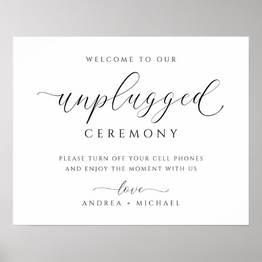 Unplugged Wedding Zeremony Sign Elegant Simple Poster (Vorne)