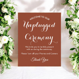 Unplugged Zeremonie Brown White Wedding Poster