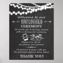 Unplugged Zeremonie Hochzeitskalkboard-Zeichen