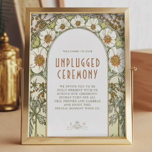 Unplugged Zeremonie Signieren Vintagen Jugendstil Poster
