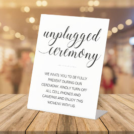 Unplugged Zeremony Elegant Script Wedding Sockelschild
