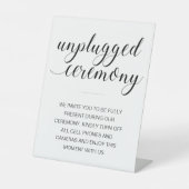 Unplugged Zeremony Elegant Script Wedding Sockelschild (Vorderseite)