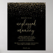 Unplugged Zeremony Gold Confetti Script Sign Poster (Vorne)