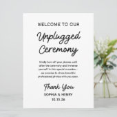 Unplugged Zeremony Simple Modern Chic Wedding Sign (Stehend Vorderseite)