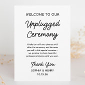 Unplugged Zeremony Simple Modern Chic Wedding Sign
