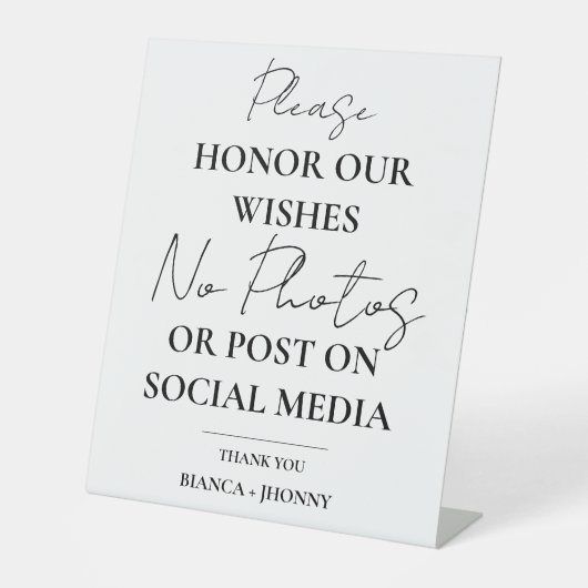Unplugged Zeremony Wedding NO Foto & Social Media Sockelschild (Vorderseite)