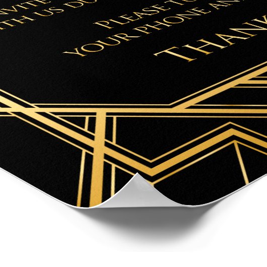 Unplugged Zeremony Wedding Sign | Gatsby Art Deco Poster (Ecke)