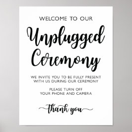 Unplugged Zeremony Wedding Sign Modern Calligraphy Poster