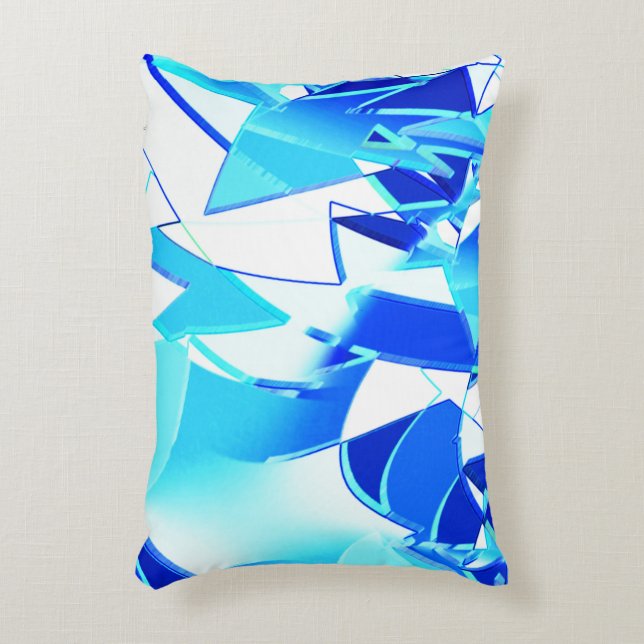 Unregelmäßig verdrehte blaue Bildausschnitte Dekokissen (Vorderseite(Vertikal))
