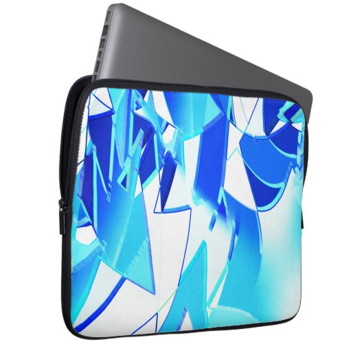 Unregelmäßig verdrehte blaue Bildausschnitte Laptopschutzhülle (Vorne Rechts)
