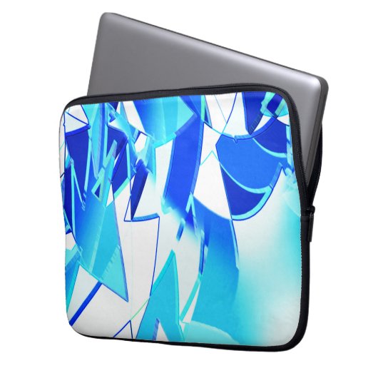 Unregelmäßig verdrehte blaue Bildausschnitte Laptopschutzhülle (Vorderseite Links)