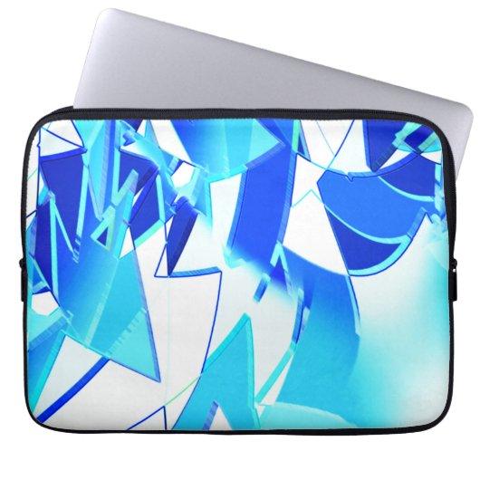 Unregelmäßig verdrehte blaue Bildausschnitte Laptopschutzhülle (Vorderseite)