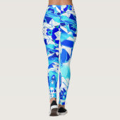 Unregelmäßig verdrehte blaue Bildausschnitte Leggings (Rückseite)