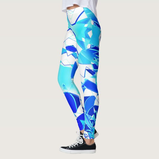 Unregelmäßig verdrehte blaue Bildausschnitte Leggings (Links)