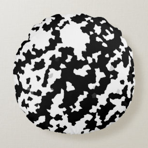 Unregelmäßige abstrakte Mosaik Schwarzweiß Camo Rundes Kissen
