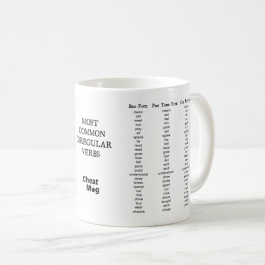 Unregelmäßige englische Verb-Tasse Kaffeetasse (VorderseiteRechts)