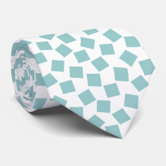 Unregelmäßige Quadrate - Light Blue Green on White Krawatte