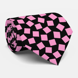 Unregelmäßige Quadrate - rosa auf schwarz Krawatte