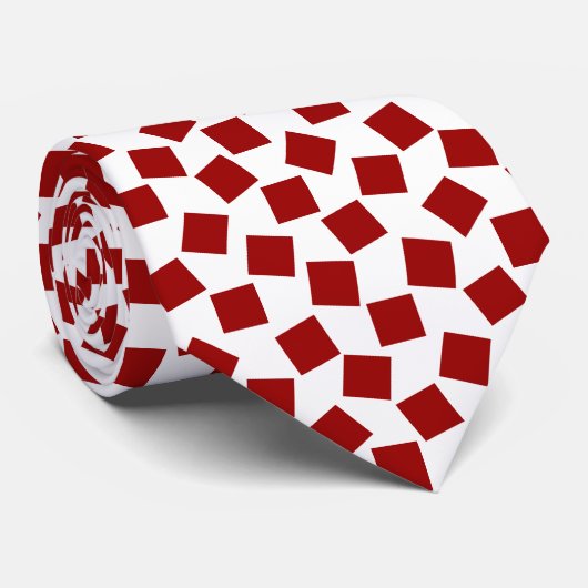 Unregelmäßige Quadrate - Ruby Red on White Krawatte (Gerollt)