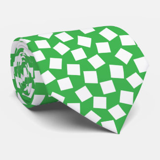 Unregelmäßige Quadrate - Weiß auf Kelly Green Krawatte