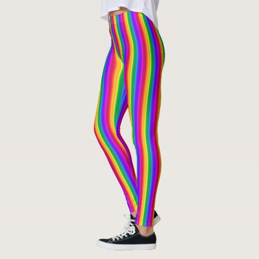 Unregelmäßige Regenbogenstreifen Leggings (Links)