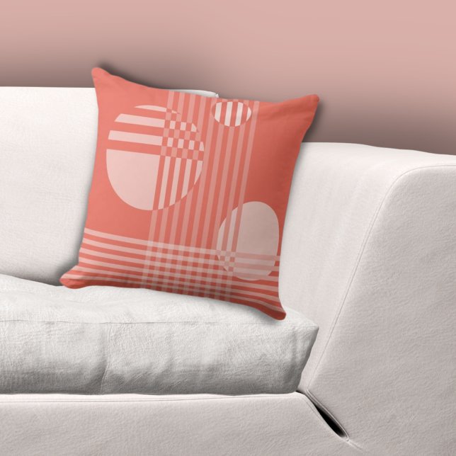 Unregelmäßige Streifen und Kreise rosa Kissen (Fun Irregular Stripes & Circles Pink Throw Pillow)