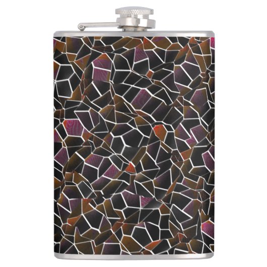 Unregelmäßiger brauner Mosaikkorb an weißen Linien Flachmann (Vorderseite)