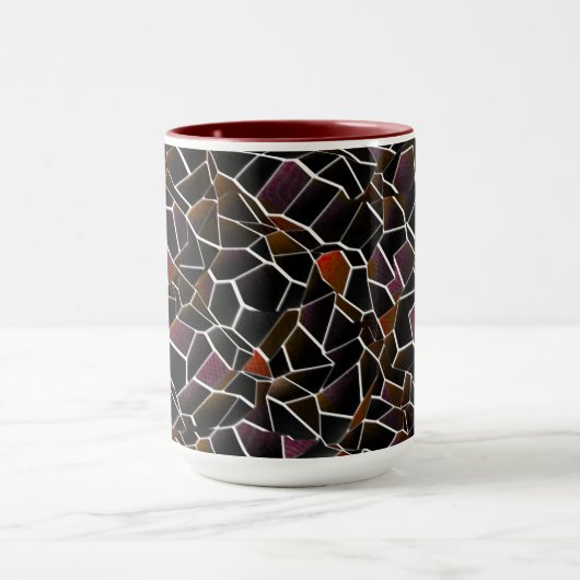 Unregelmäßiger brauner Mosaikkorb an weißen Linien Tasse (Zentrum)