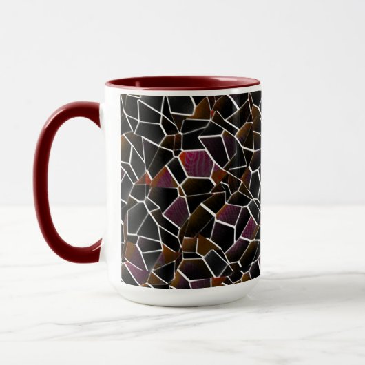 Unregelmäßiger brauner Mosaikkorb an weißen Linien Tasse (Links)