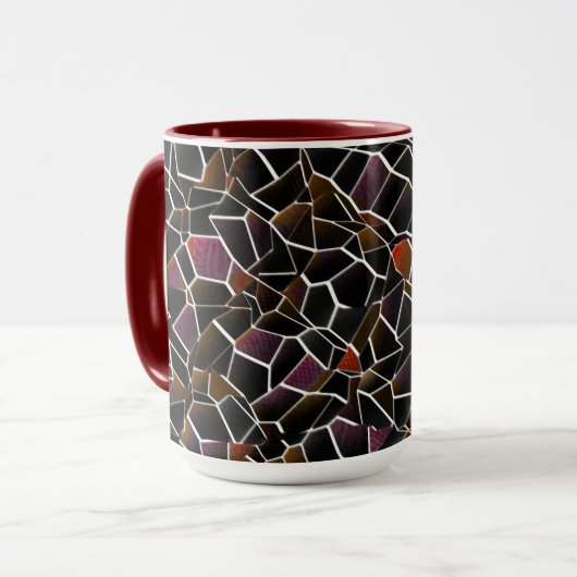 Unregelmäßiger brauner Mosaikkorb an weißen Linien Tasse (Vorderseite Links)