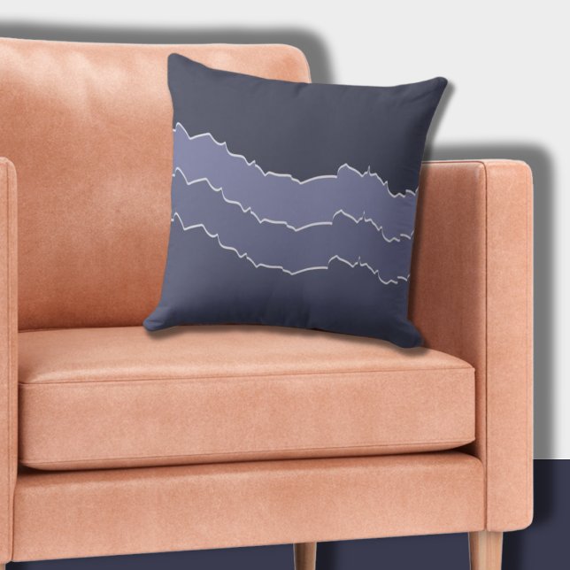 Unregelmäßiger Ripped Cool Gray Blue Streifen Kissen (Irregular Ripped Cool Gray Blue Striped Throw Pillow)