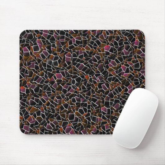Unregelmäßiges dunkelrotes Mosaik auf Weiß Mousepad (Mit Mouse)